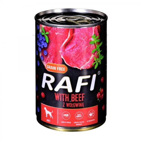 Alimento húmedo para perros Rafi con carne de res, enlatado, 400 g (1/2)