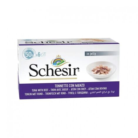 SCHESIR para gatos Multipack Atún con Filetes de Ternera 6x50g