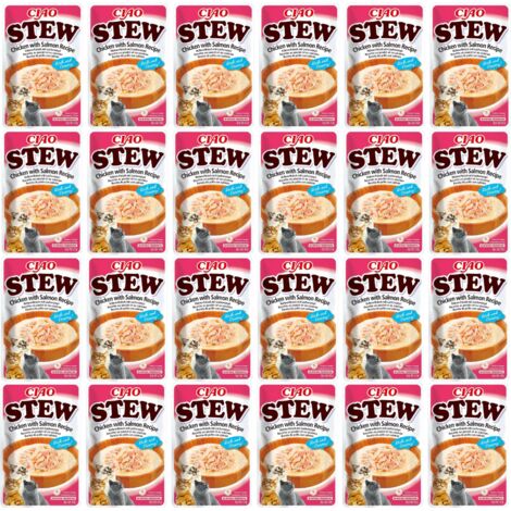 Comida h煤meda para gatos INABA CIAO Delicacy Estofado de pollo con salm贸n 24x40g (1/5)