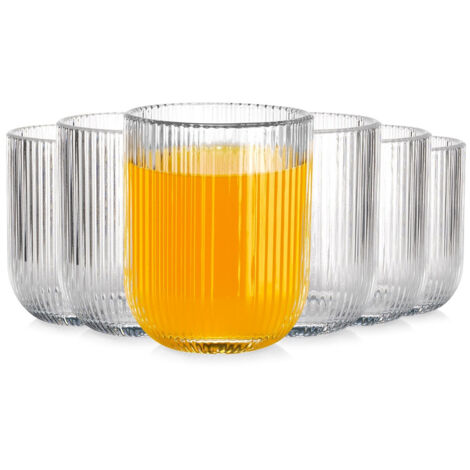 6 vasos acanalados para bebidas, agua y refrescos, juego de 250 ml (1/5)