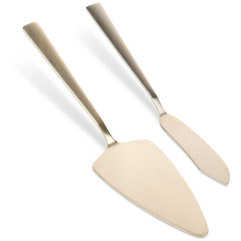 Juego de espátula para rebanar y servir pasteles, dorado