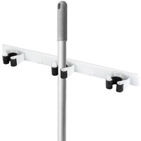 Soporte de pared de metal para colgar trapeador, escoba y herramientas de jardín.