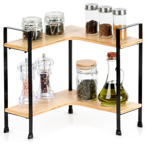 Estante de cocina esquinero de varios niveles para encimeras, armarios y organizadores.