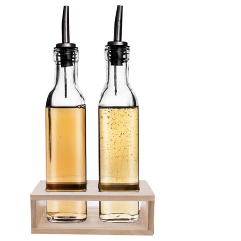 2 botellas de vidrio para dispensador de aceite y vinagre, soporte para dispensador de aceite y vinagre