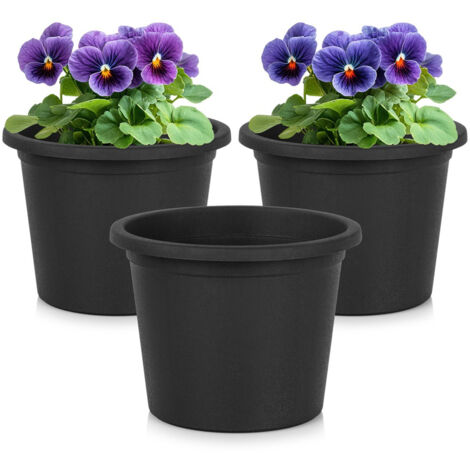 3 macetas de plástico negras para plantas, flores y hierbas (14,5 x 11 cm) (1/5)