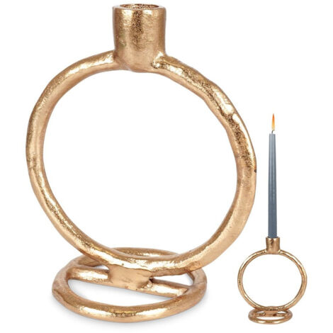 Candelabro de Metal Dorado con Soporte para Vela Larga Decorativa de Mesa 19 cm