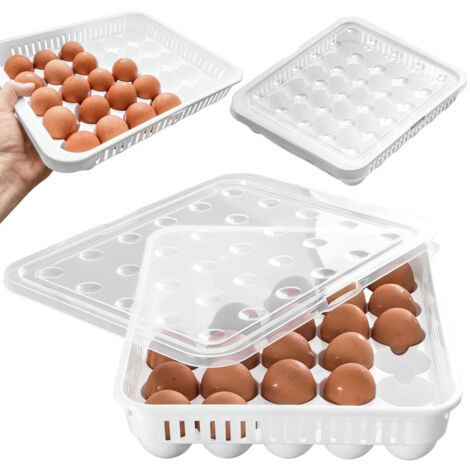 Contenedor grande para huevos, organizador de cocina, caja de almacenamiento para refrigerador