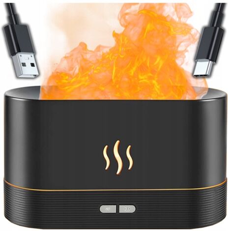 Humidificador de aire con luz nocturna y efecto llama para chimenea, difusor LED USB