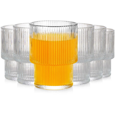 6 vasos acanalados para bebidas, agua y refrescos, juego de 190 ml (1/5)
