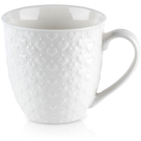 Taza grande de cerámica para bebidas, café, té y hierbas, color blanco, 580 ml (1/5)