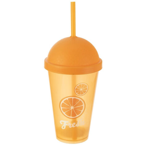 Vaso de plástico con tapa de pajita para agua potable y bebidas 450 ml (1/5)