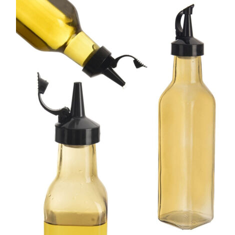 Botella de vidrio para aceite de oliva, vinagre y especias con dispensador de aceite y vinagre de 0,26 l (1/5)