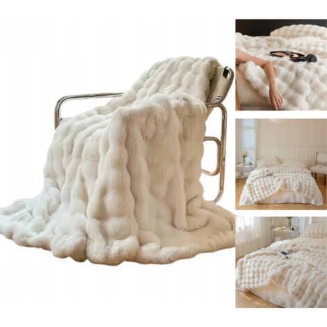 Manta de cama Cozyglam suave y esponjosa, colcha blanca