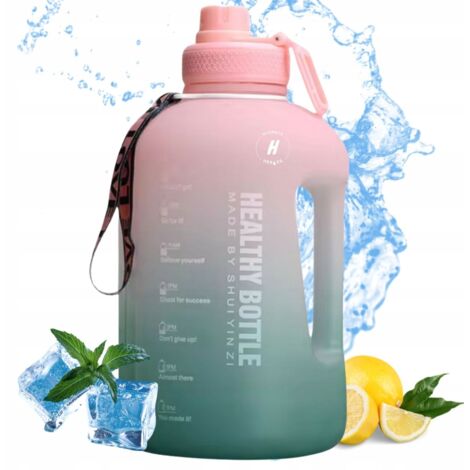 Botella de agua motivacional deportiva con medición para gimnasio y fitness, 2200 ml (1/5)
