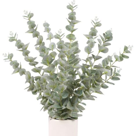 12 RAMAS DE HOJAS DE EUCALIPTO VERDE ARTIFICIALES PARA DECORACIÓN DE RAMOS DE 53 CM