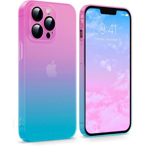 FUNDA RÍGIDA PARA IPHONE 14 PRO 6.1" ROSA AZUL OMBRE + COLGANTE (1/5)
