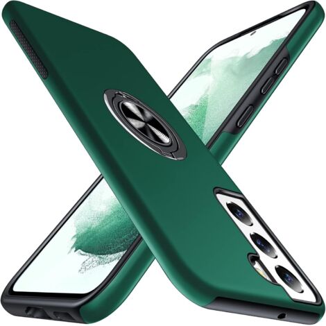 FUNDA PARA SAMSUNG GALAXY S22+ VERDE SATINADA SÓLIDA CON ANILLA CÓMODA (1/5)