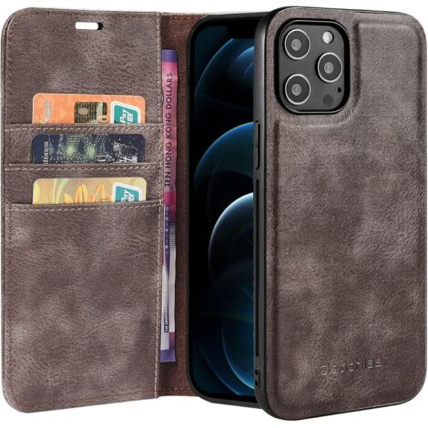 FUNDA 2 EN 1 PARA APPLE IPHONE 13 PRO DE 6,1" GRIS DE PIEL PU CON SOLAPA Y PARTE TRASERA (1/5)