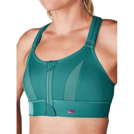 Sujetador deportivo Shefit verde oscuro, sujeción fuerte, ajustable, talla 4XL (1/3)
