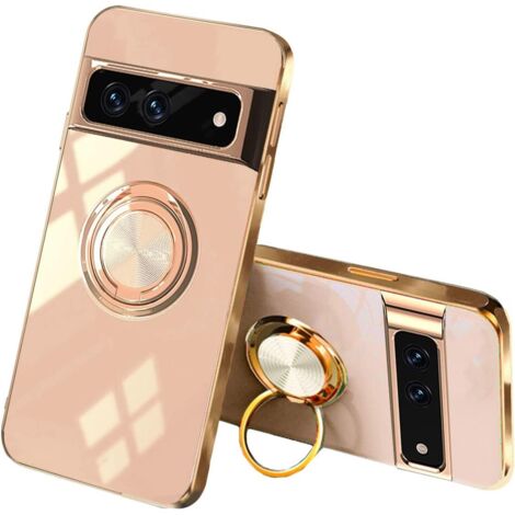 FUNDA PARA GOOGLE PIXEL 7 PRO ROSA POLVO CON PARTE POSTERIOR DE SILICONA Y ANILLA (1/5)