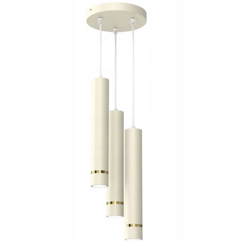 Gratis. Lámpara colgante de tubo 3x Gu10, suspendida sobre una rueda, carámbano dorado beige (1/5)