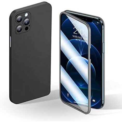 FUNDA PARA IPHONE 12 PRO MAX NEGRA CON PROTECCIÓN DE PANTALLA A2342 A2410 (1/4)