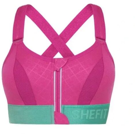 SUJETADOR DEPORTIVO SHEFIT ROSA Y VERDE, SUJECIÓN FUERTE, AJUSTABLE, XL (1/5)
