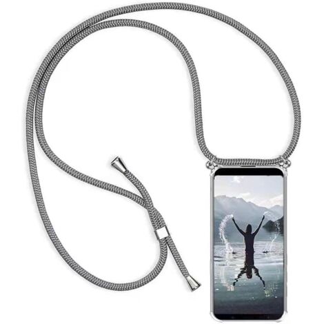 FUNDA DE SILICONA PARA SAMSUNG GALAXY NOTE 20 TRANSPARENTE + CORDÓN GRIS (1/4)