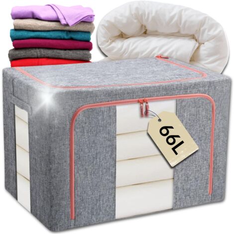 Caja organizadora de almacenaje con marco 66L estampado 8 tonos de gris lino 50x40x33cm