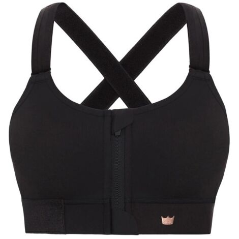 SUJETADOR DEPORTIVO SHEFIT NEGRO + DORADO SOPORTE MEDIO AJUSTABLE 3XL (1/5)