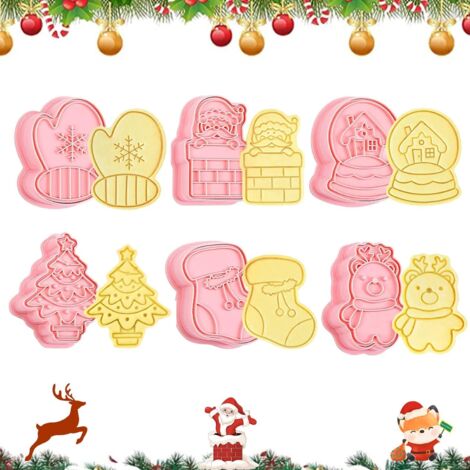 CORTADORES DE GALLETAS DE PLÁSTICO 6 PIEZAS NAVIDEÑAS
