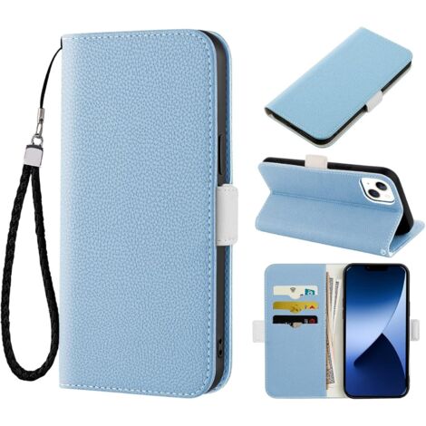 FUNDA AZUL PARA IPHONE 14 MAX 6.7' CON CORDÓN CON BLOQUEO (1/5)