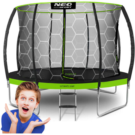 Trampolín de jardín perfilado de 374 cm con red interna Neo-Sport