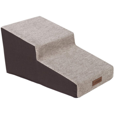 Escalera para perros 30cm 2 peldaños inclinados beige y marrón