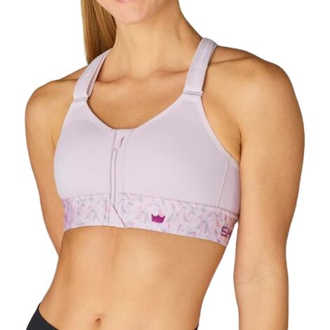 Sujetador deportivo Shefit color lavanda morado, sujeción media, ajustable, talla XL (1/5)