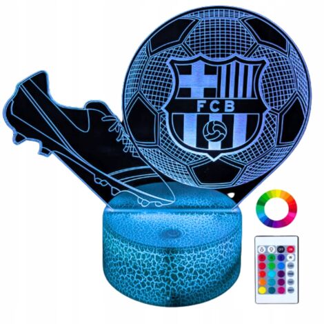 Lámpara de escritorio infantil FC Barcelona Fútbol 16 LED 3D + Mando a distancia