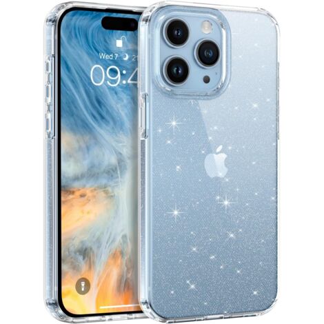FUNDA PARA APPLE IPHONE 15 PRO MAX DE SILICONA TRANSPARENTE CON BRILLO (1/5)