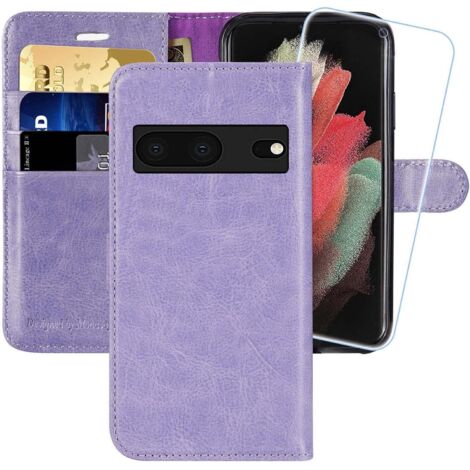 FUNDA CERRADA PARA GOOGLE PIXEL 7 FUNDA CON SOLAPA MORADA + PELÍCULA PROTECTORA (1/5)