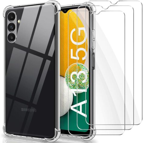 SET DE FUNDAS DE SILICONA PARA SAMSUNG GALAXY A13 5G TRANSPARENTES 3X VIDRIO TEMPLADO (1/5)