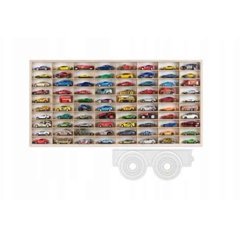ESTANTE PARA COCHES DE PRIMAVERA 80 PLAZAS REMOLQUE ORGANIZADOR DE MADERA HOT WHEELS (1/4)