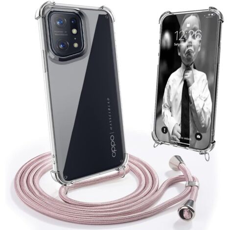 FUNDA PARA OPPO FIND X5 PRO CON PARTE POSTERIOR DE SILICONA TRANSPARENTE + CORDÓN (1/4)
