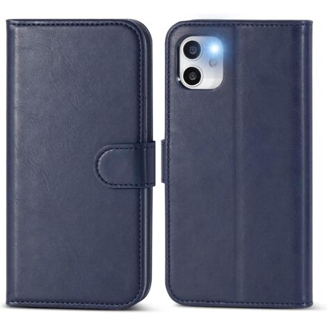 FUNDA CON SOLAPA PARA APPLE IPHONE 12/12 PRO DE 6,1" CARTERA DE PIEL PU AZUL MARINO (1/5)