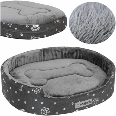 Cama ovalada para perros Welsti de pelo gris M 58x47 wigofil