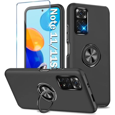 SET DE FUNDAS SÓLIDAS NEGRAS PARA XIAOMI REDMI NOTE 11/11S + VIDRIO TEMPLADO (1/5)