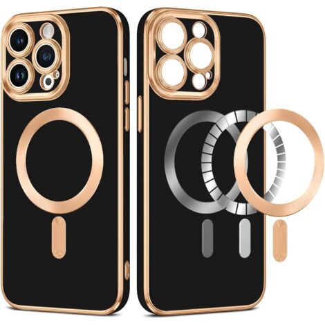 FUNDA PARA APPLE IPHONE 14 PRO MAX SILICONA NEGRA DORADA MAGSAFE A2894 A2651 (1/5)