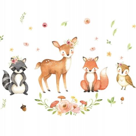 PEGATINA DE PARED DE ANIMALES DEL BOSQUE PARA DORMITORIO (1/4)