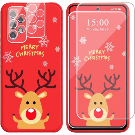 Funda navideña para Samsung Galaxy A32 5G (2 protectores de cristal templado y 2 protectores de cámara) (1/5)