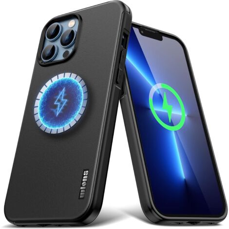 FUNDA PARA APPLE IPHONE 13 PRO MAX SILICONA NEGRA REFORZADA +MAGSAFE A2484 (1/5)