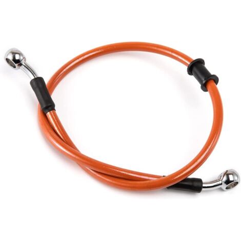 MANGUERA DE FRENO DE MOTOCICLETA CORTA FLEXIBLE NARANJA 63CM DE LONGITUD