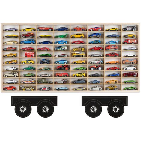ESTANTE PARA COCHES DE PRIMAVERA 80 PLAZAS REMOLQUE ORGANIZADOR DE MADERA HOT WHEELS